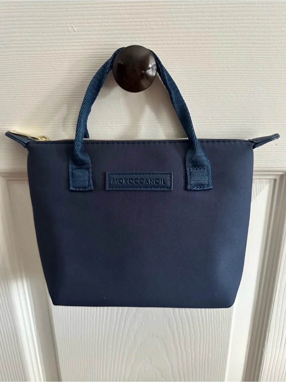 Moroccanoil Navy Blue Travel /‎ Cosmetic Bag w/Handle New Super Cute!